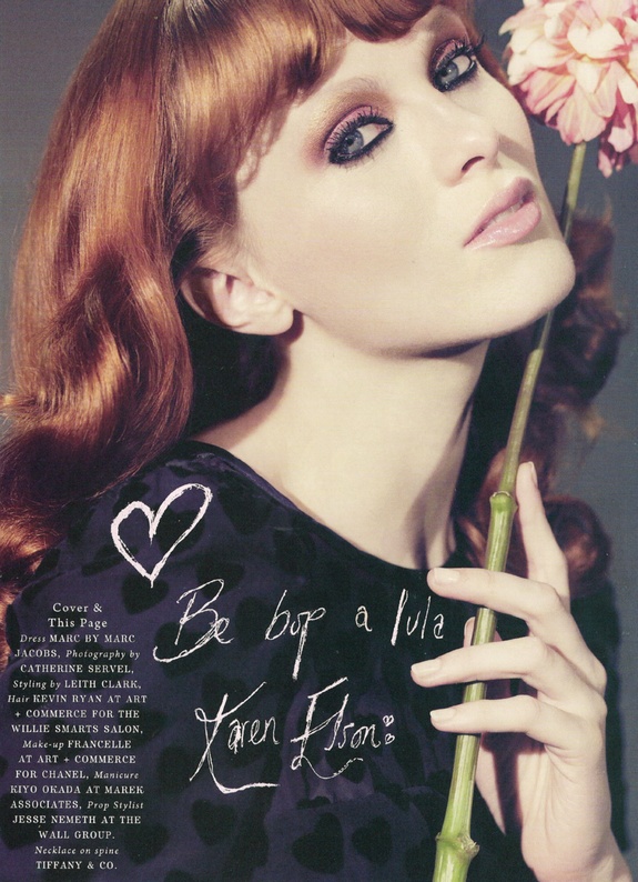 The stunning redhead Karen Elson is looking particularly ethereal in the
