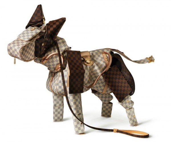 Animal sculptures made from Louis Vuitton bags