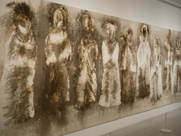 mathaf arab museum of modern art cai guo qiang saraab o gunpowder drawing using abayas as a template