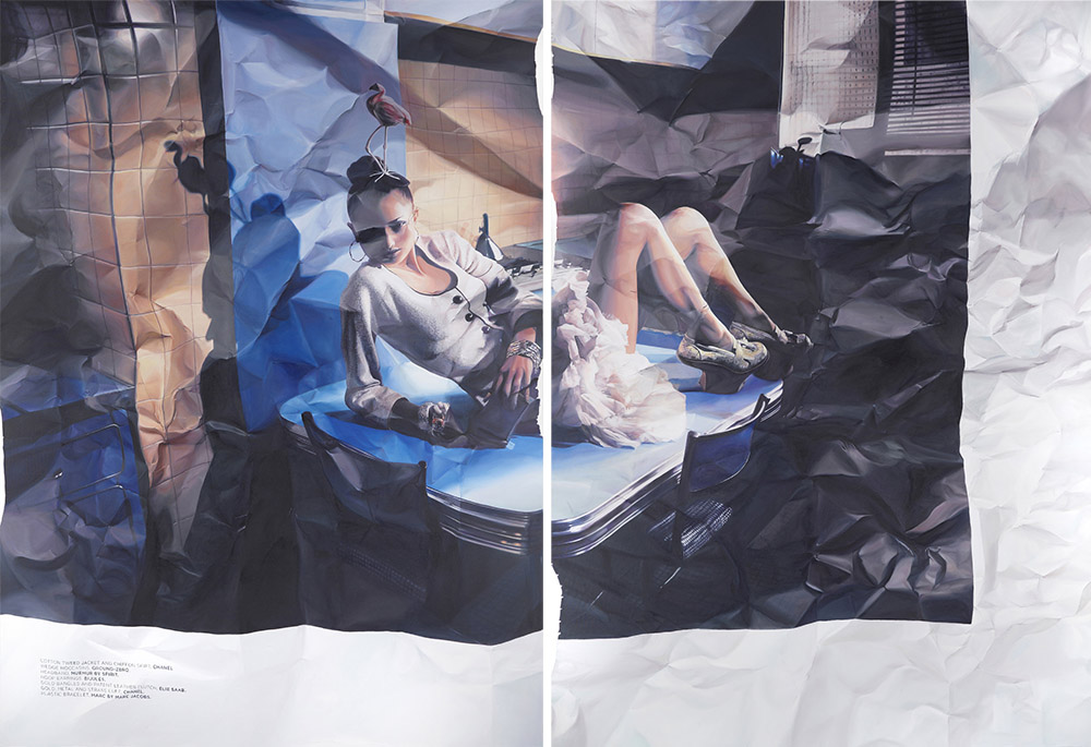 photorealistic fashion spread paintings