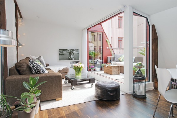 charming swedish apartment Beautiful Living Room