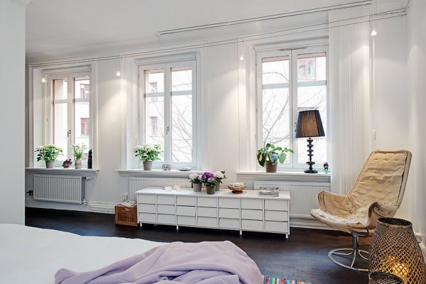 charming swedish apartment Bedroom Perspective