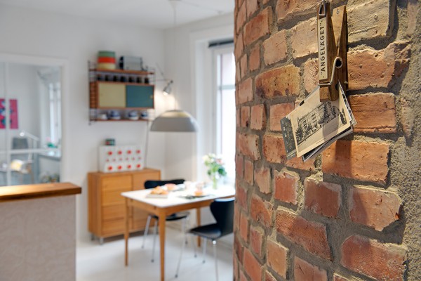 charming swedish apartment Brick Wall Details