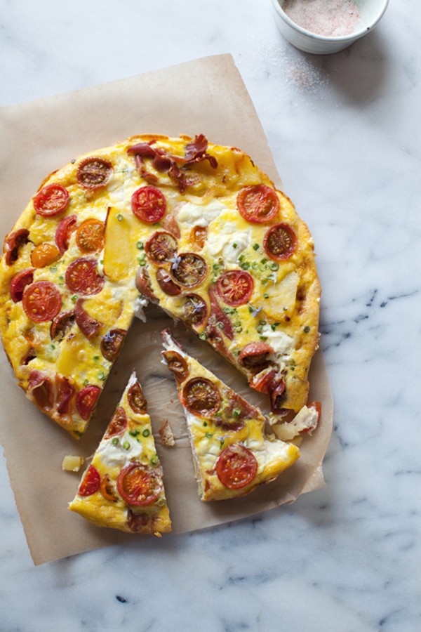 Cherry Tomato Prosciutto and Ricotta Frittata e