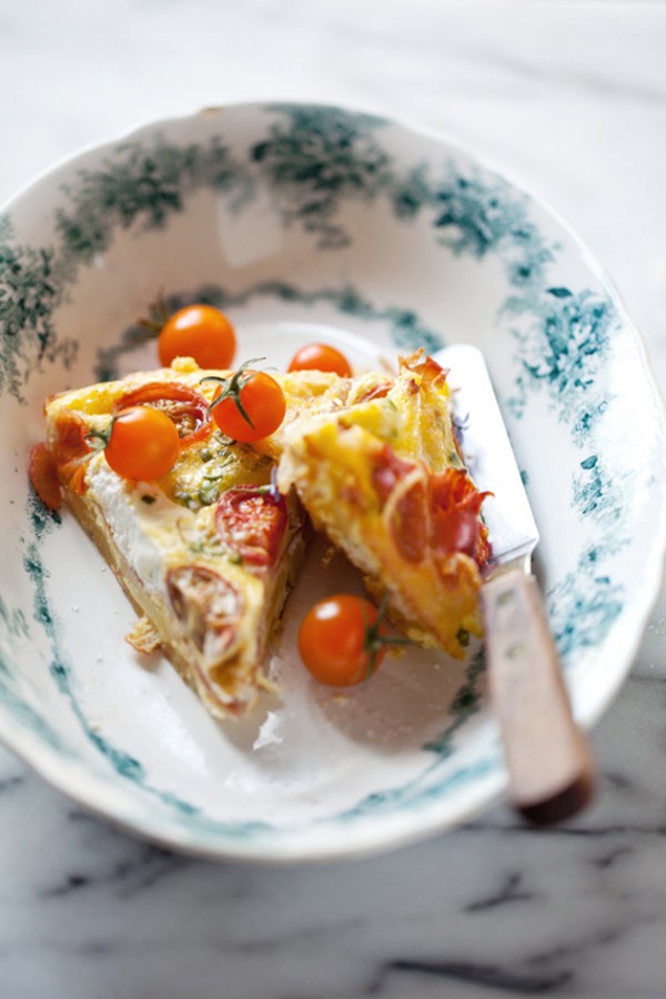 Cherry Tomato Prosciutto and Ricotta Frittata e