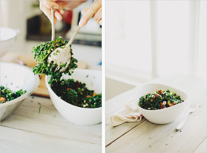 Sprouted Kitchen's Kale Salad with Tomatoes, Olives + Feta