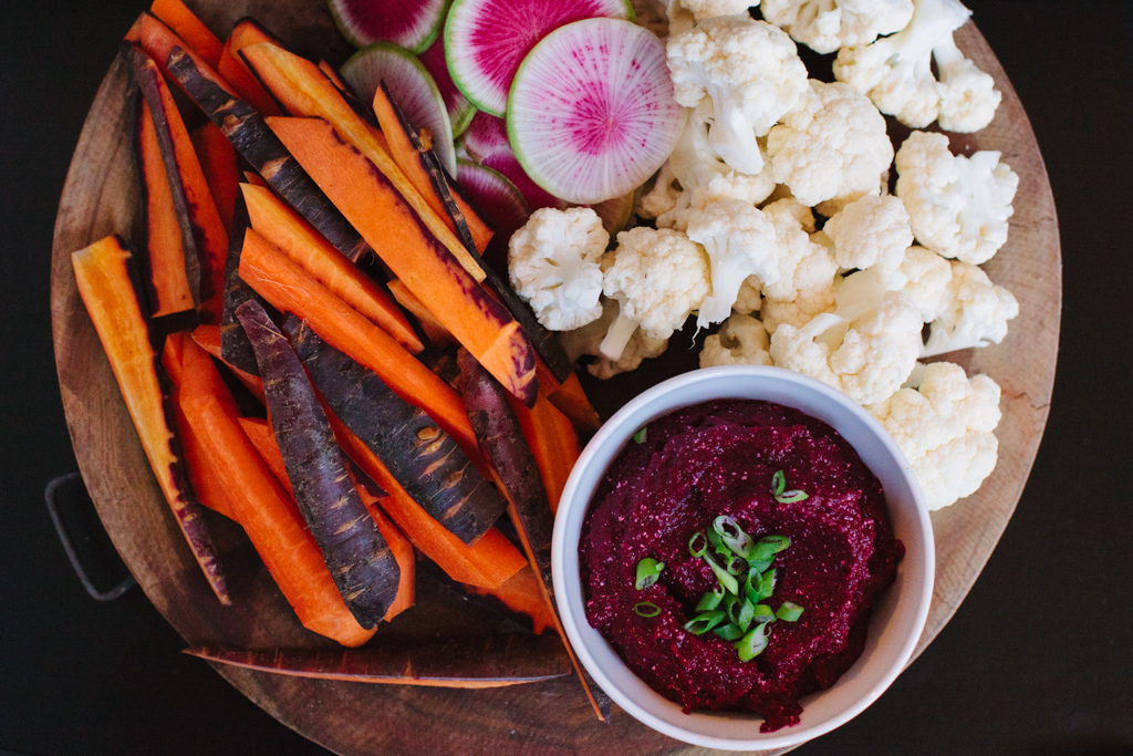 Bright Beet Feta Dip with Greenmarket Crudite