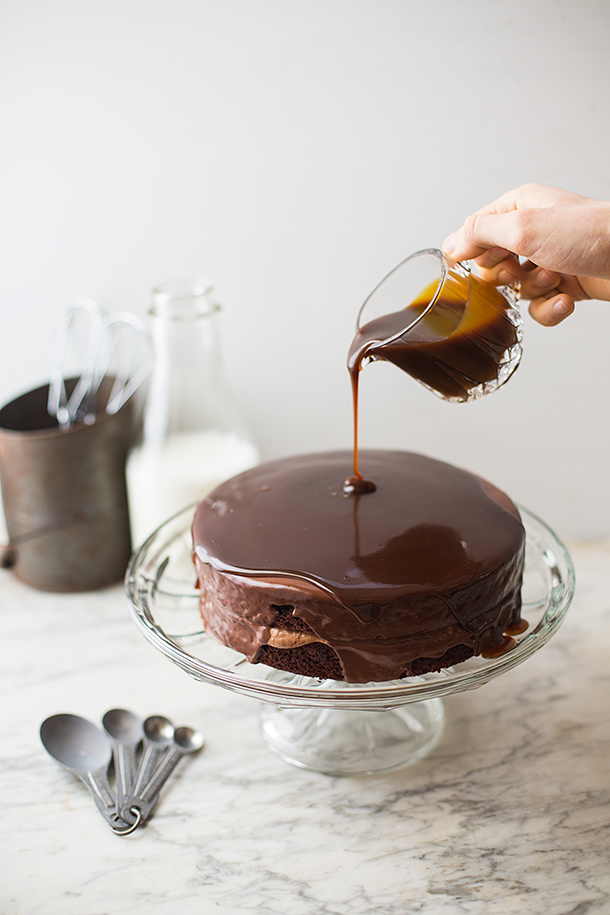 Salted Caramel Coffee Double Chocolate Cake