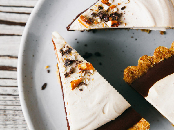 Chocolate Mousse Pie with Peanut Butter Whip Pretzel Crust