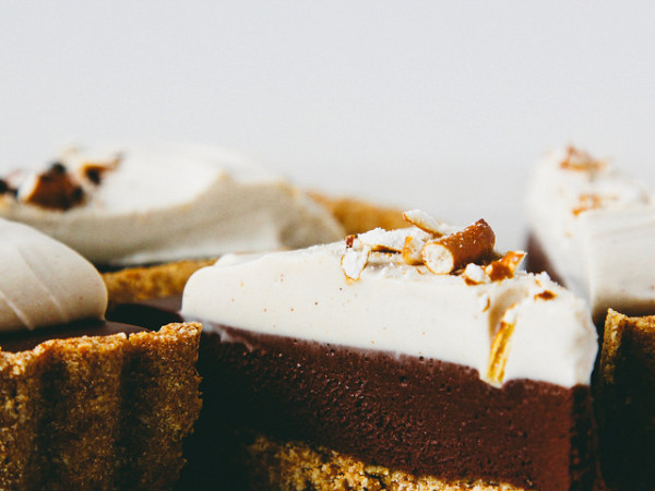 Chocolate Mousse Pie with Peanut Butter Whip Pretzel Crust