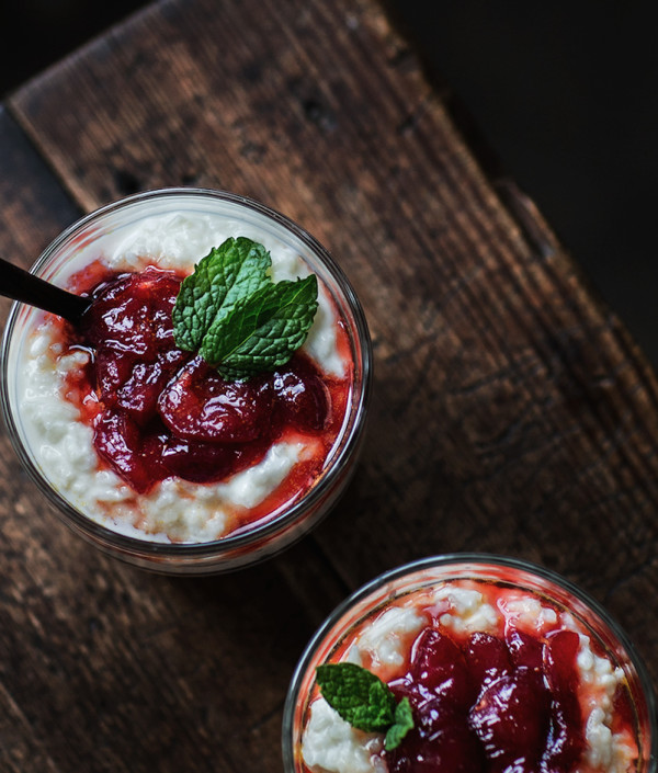 Milk Rice With Cherry Compote