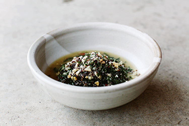 Braised Kale with Black Quinoa and a Bit of Risotto