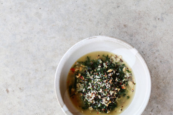 Braised Kale with Black Quinoa and a Bit of Risotto