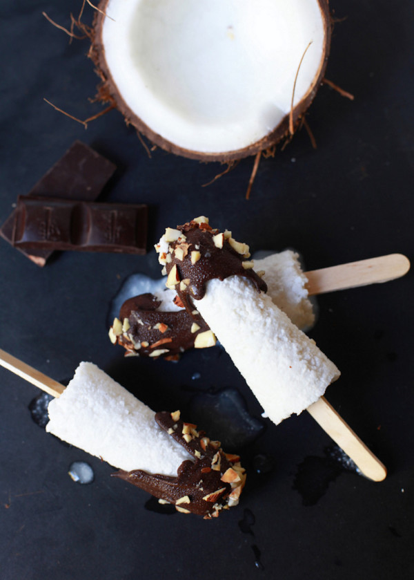 Mini Chocolate and Coconut Popsicles