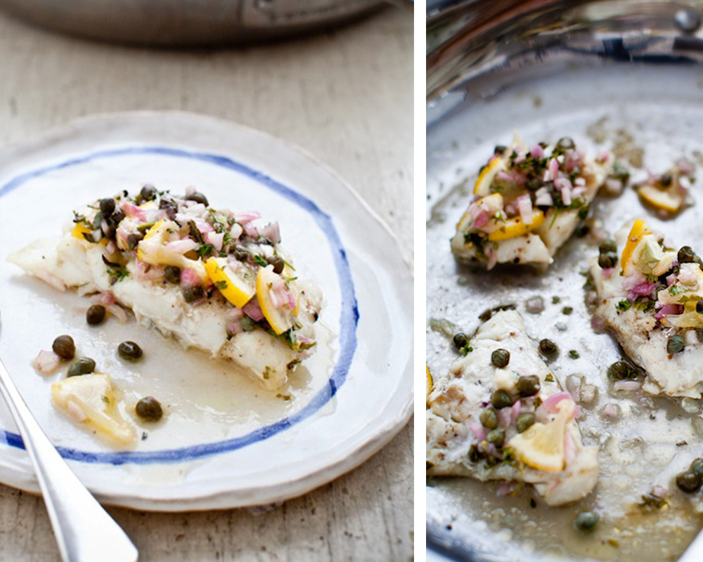 roasted cod with lemon and caper relish