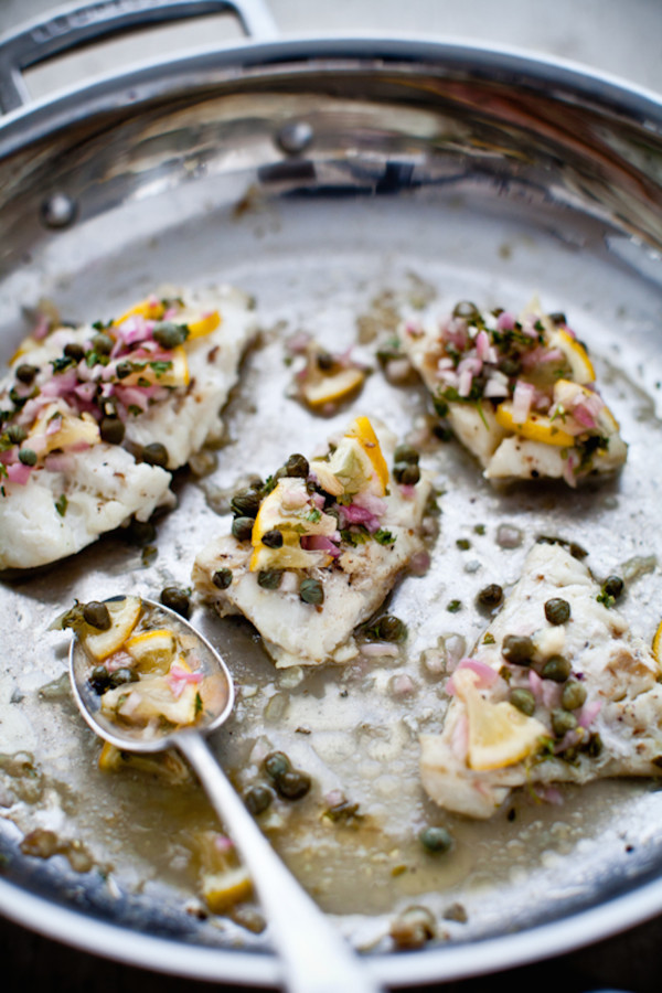 roasted cod with lemon and caper relish