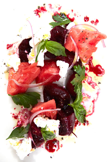 Beet Salad with Summer Melon and Feta Photo by ITHAI SCHORI