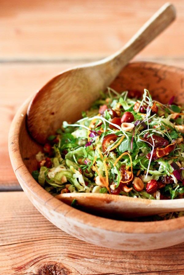 Brussel Slaw with Hazelnuts and Dates