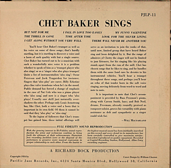 Chet Baker Sings back