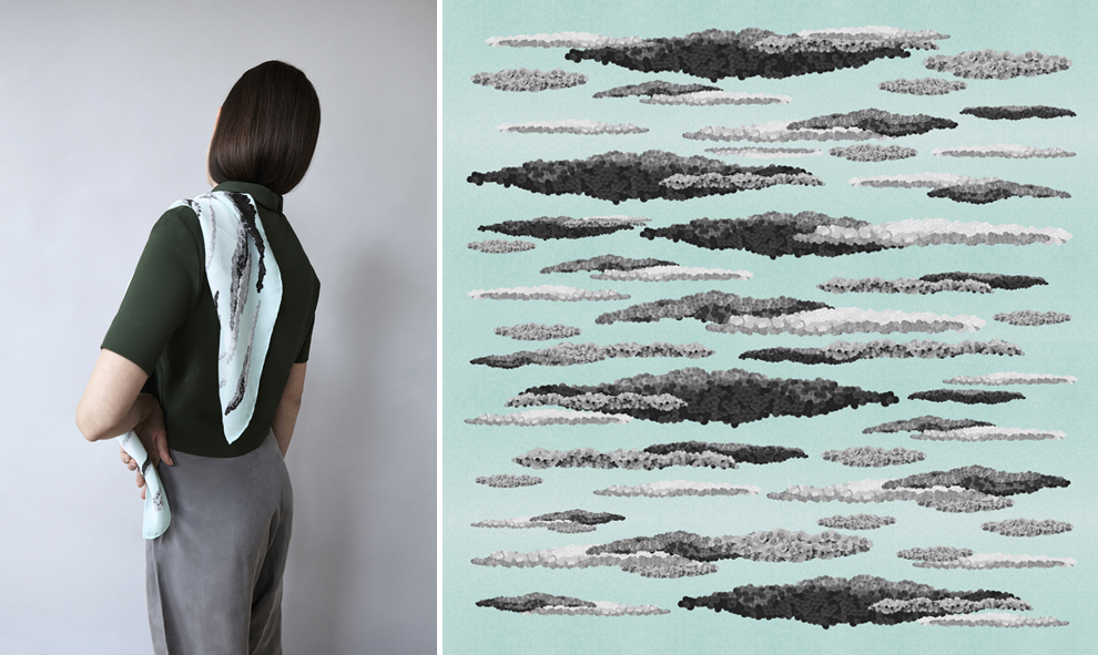 Composed elements scarves by inge de vor