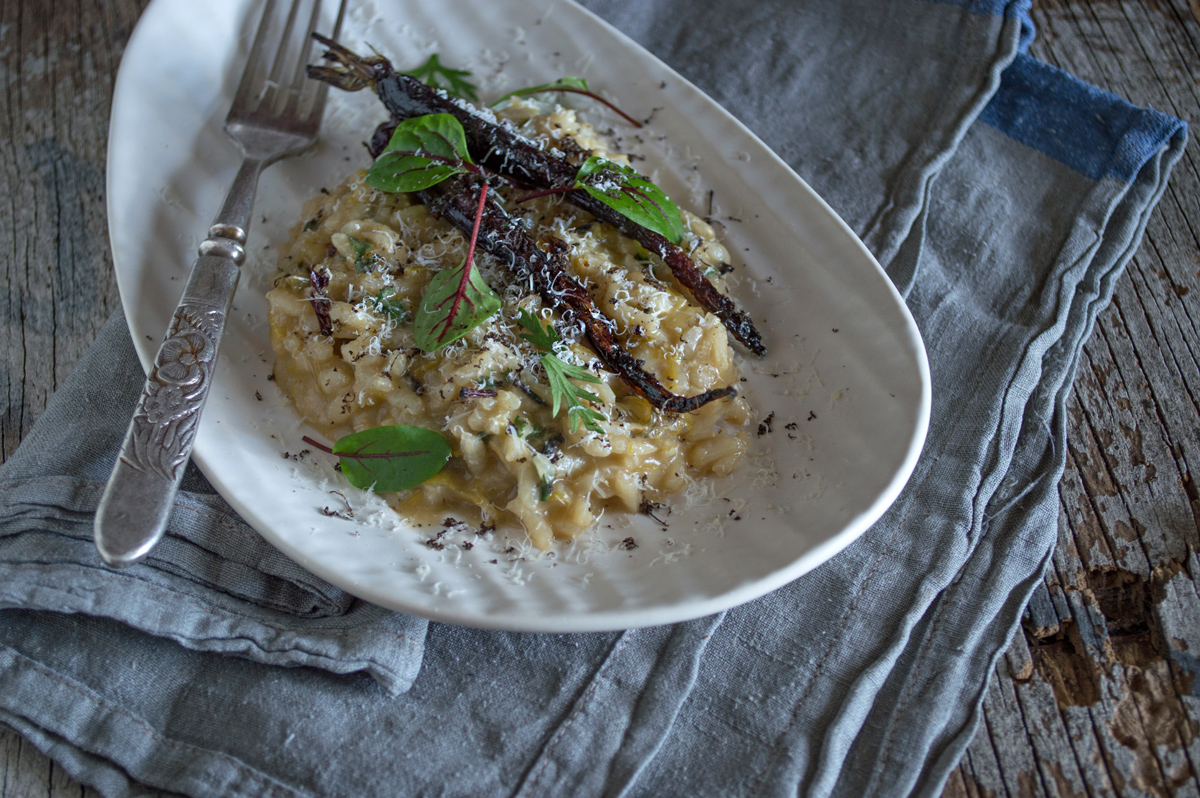 Truffle risotto with duck fat carrots