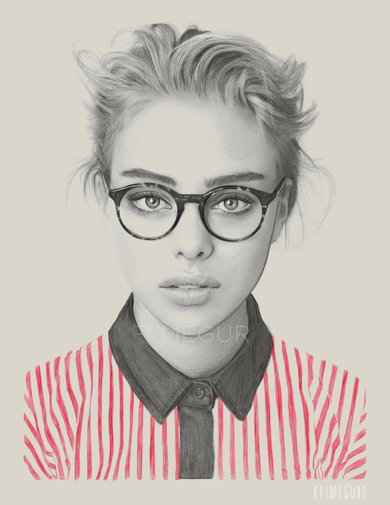 kei meguro amazing pencil illustration portraits