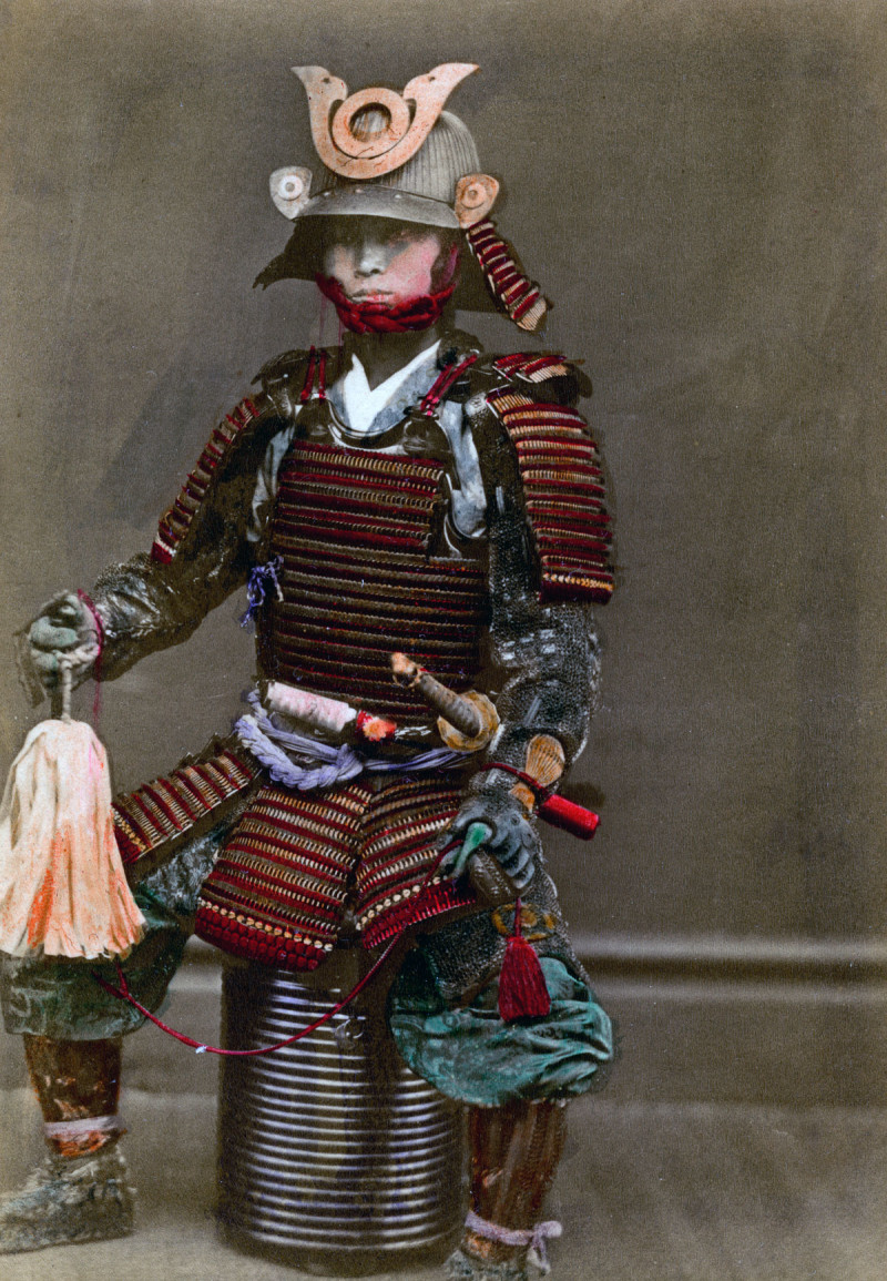 vintage hand colored samurai photos