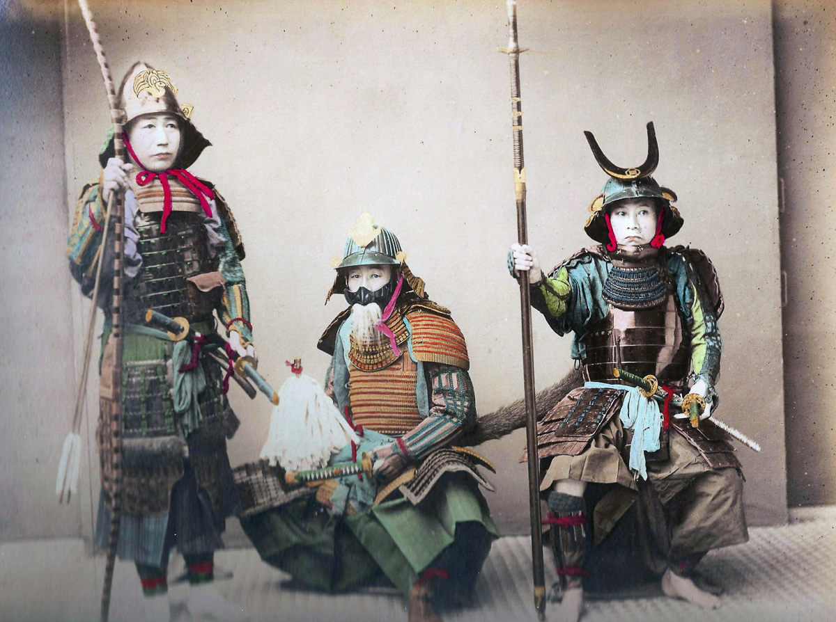 vintage hand colored samurai photos