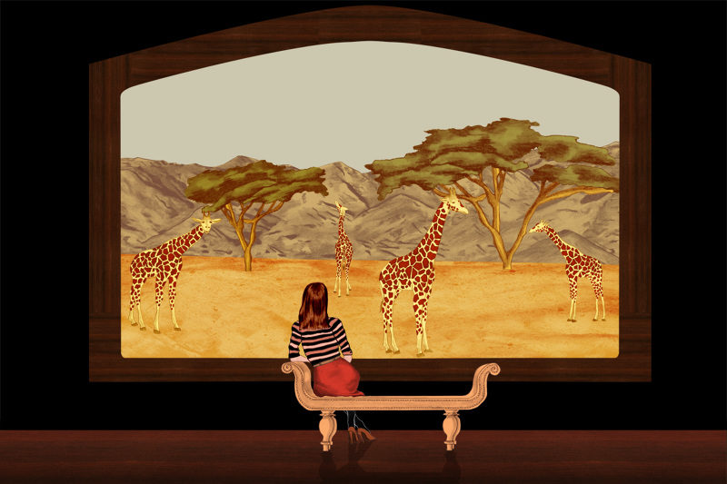 gigi rose gray illustration