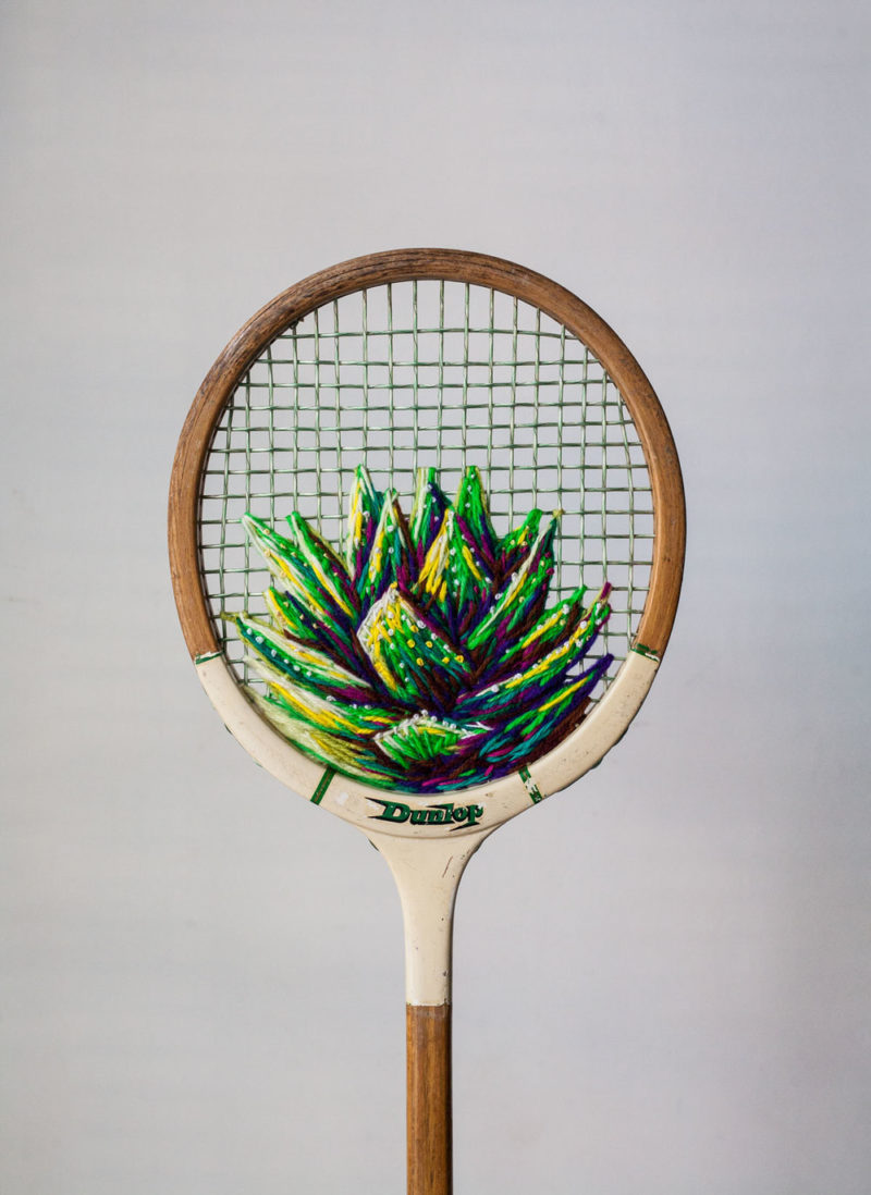 danielle clough turns tennis rackets into art bjects