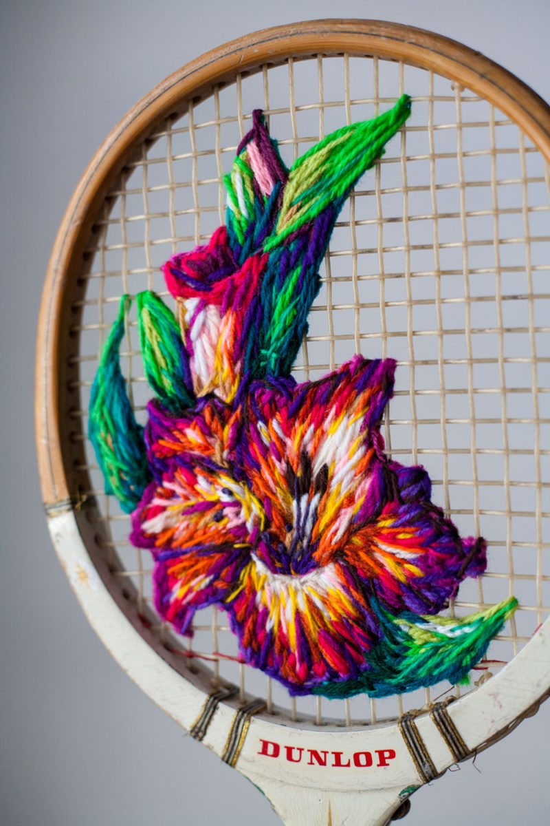 danielle clough turns tennis rackets into art bjects