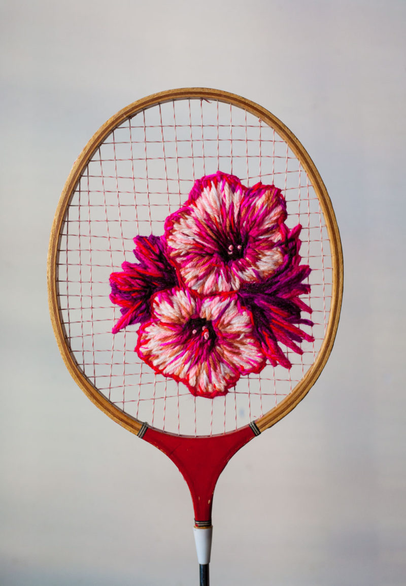 danielle clough turns tennis rackets into art bjects