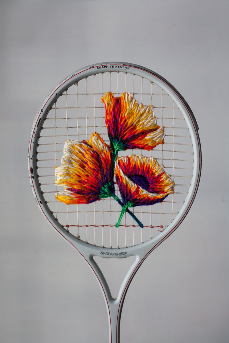 danielle clough turns tennis rackets into art bjects