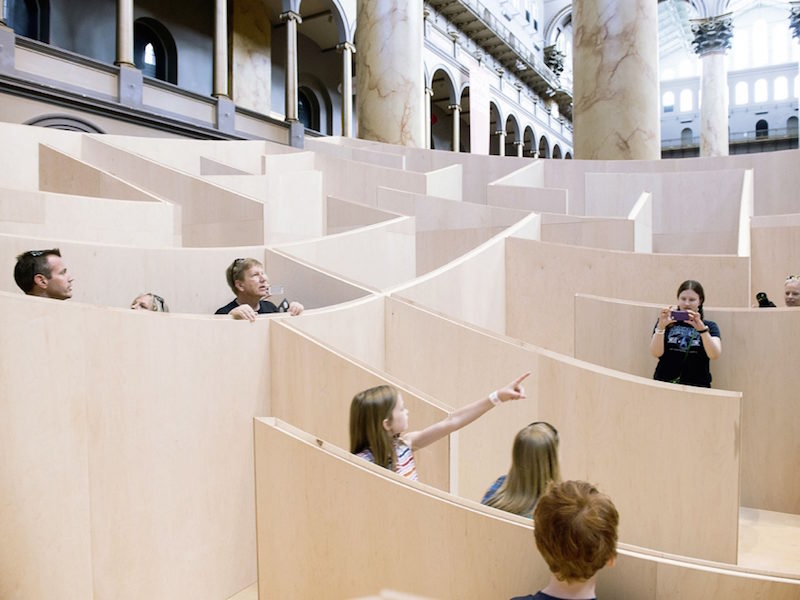 plywood maze by bjarke ingels group is a wonderful place to get lost In