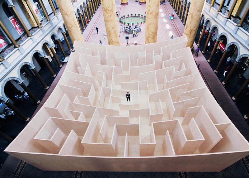 plywood maze by bjarke ingels group is a wonderful place to get lost In