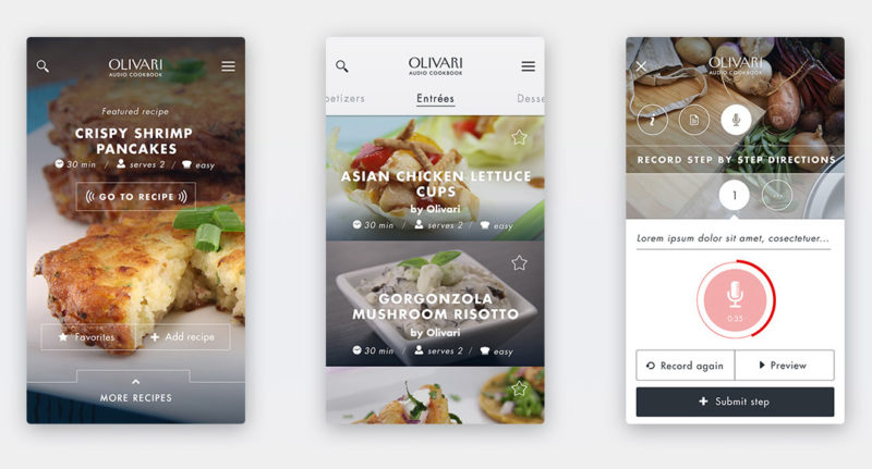 olivari audio cookbook app