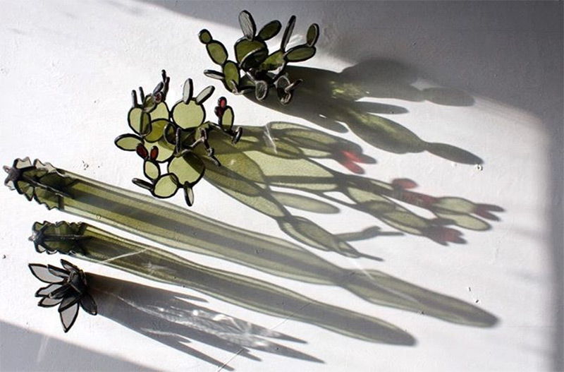 stained glass succulents by lesley green