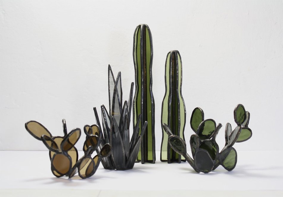 stained glass succulents by lesley green