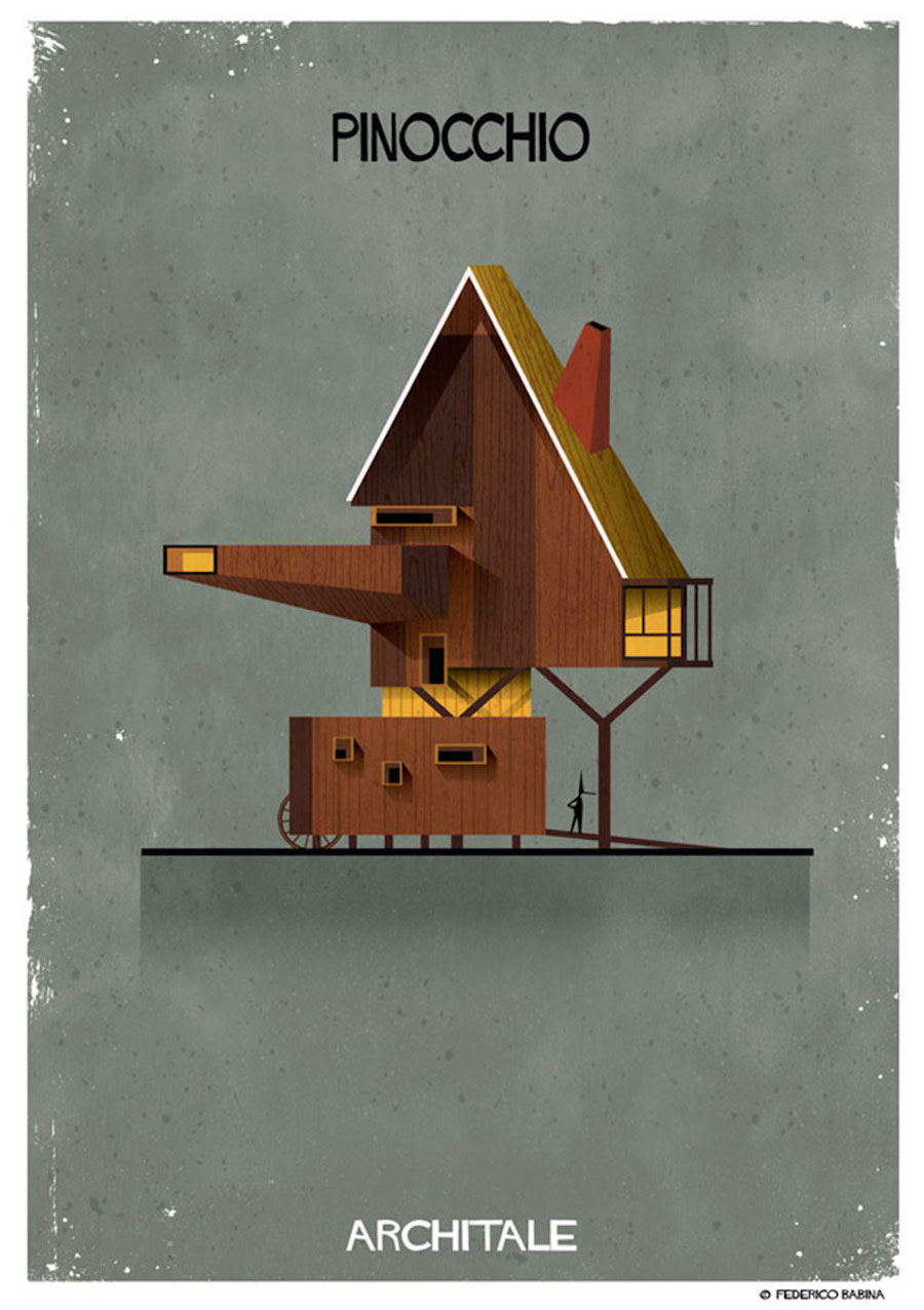 illustrations of the house of famous fairytales characters