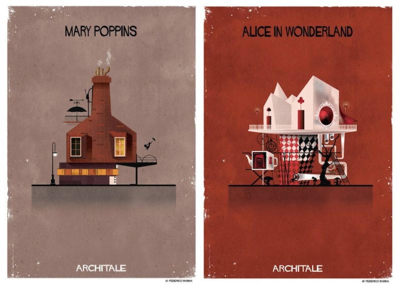 illustrations of the house of famous fairytales characters