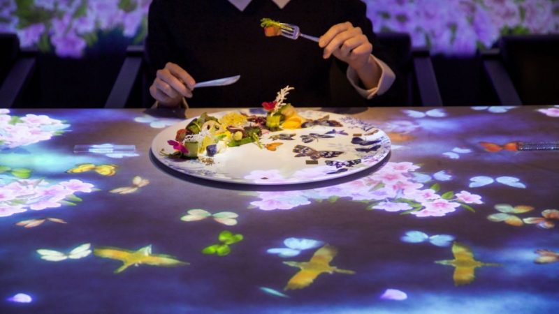 interactive dining experience at tokyo sagaya by teamlab