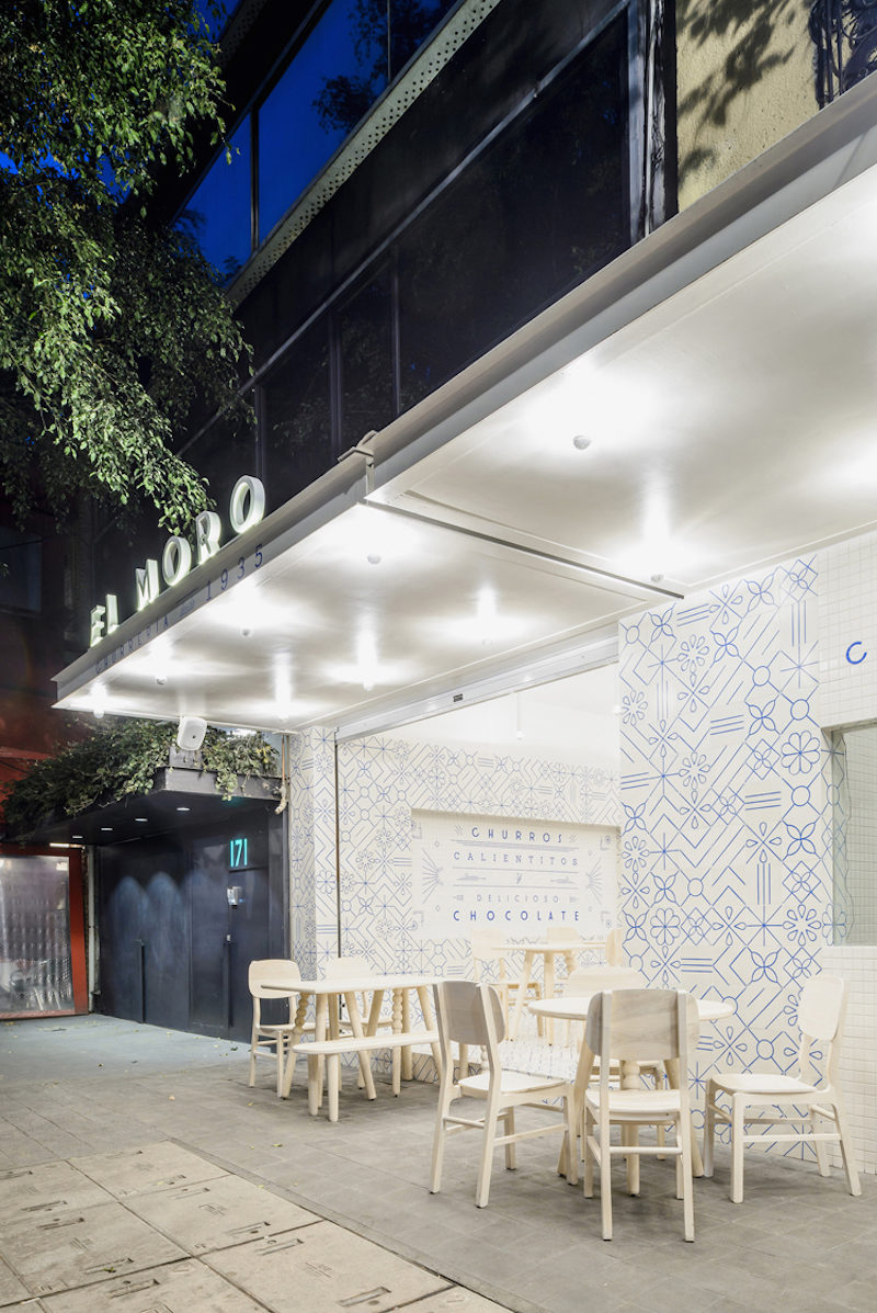 heavenly white and blue churreria el moro in mexico city