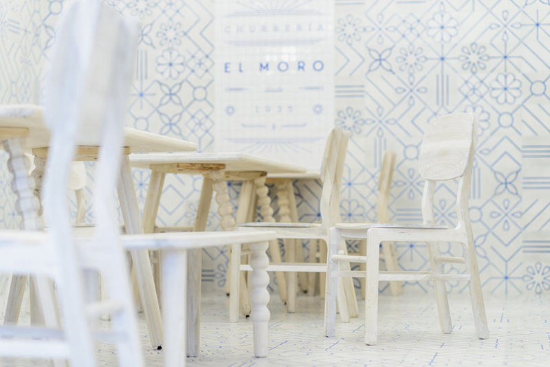 heavenly white and blue churreria el moro in mexico city