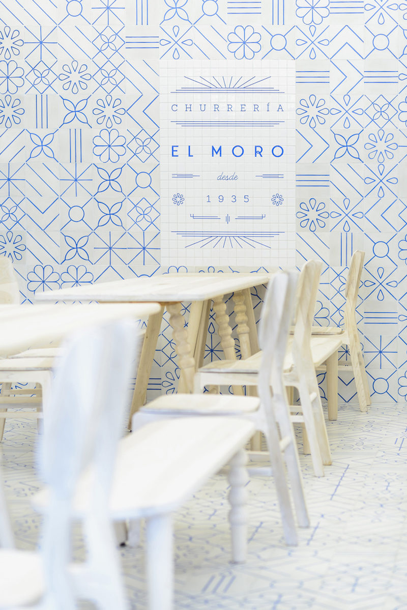 heavenly white and blue churreria el moro in mexico city