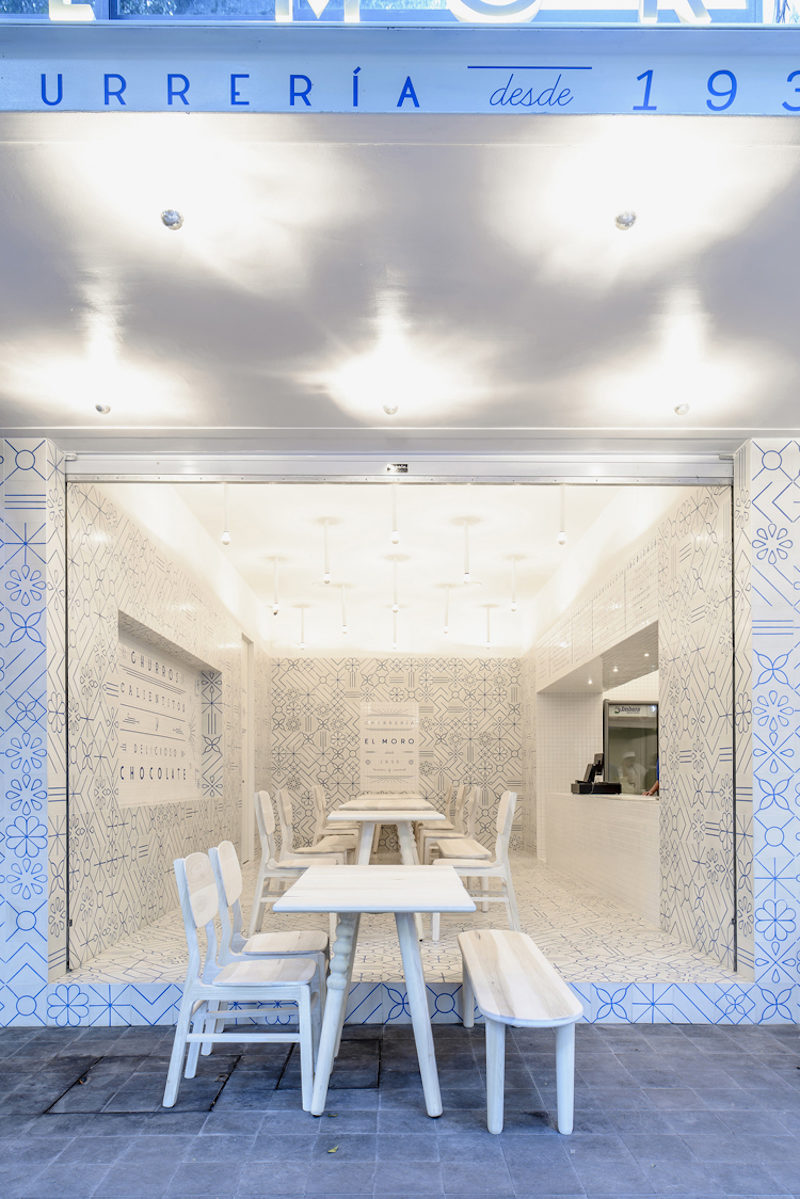 heavenly white and blue churreria el moro in mexico city