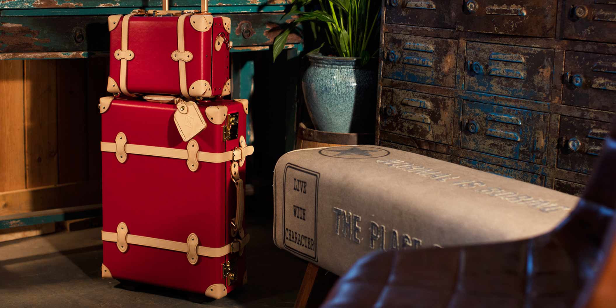 vintage style leather suitcase