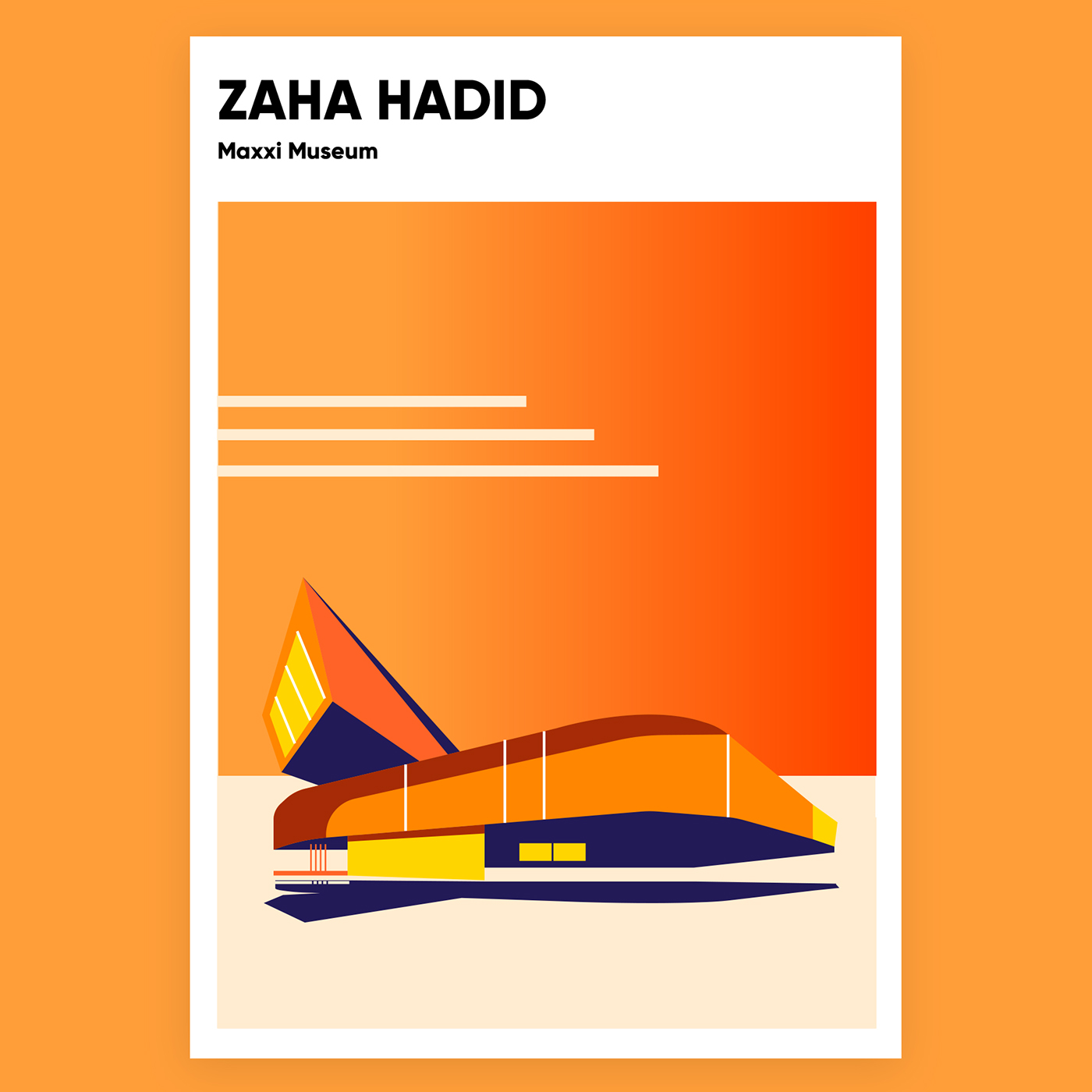 Zaha Hadid buildings poster series by Anastasia Bakusheva