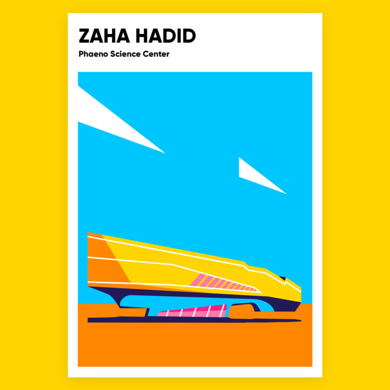 Zaha Hadid buildings poster series by Anastasia Bakusheva