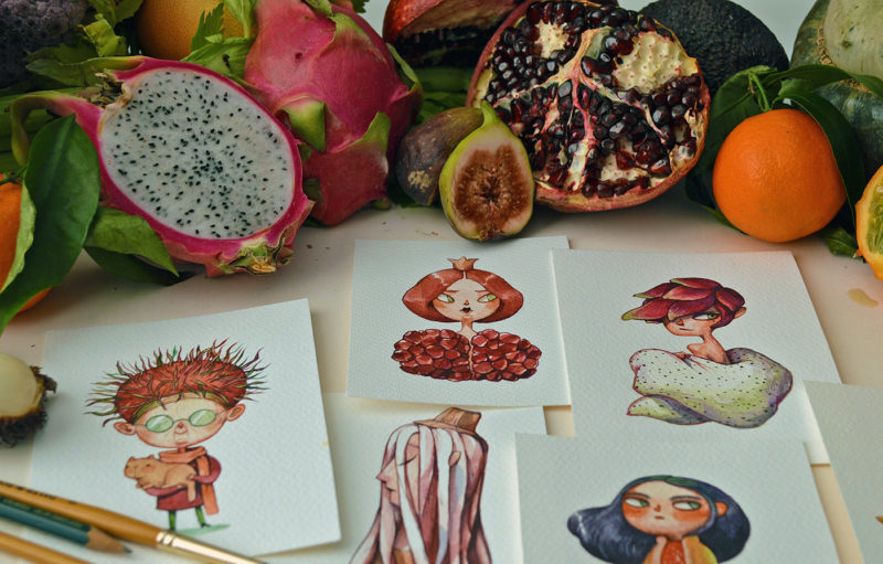 marija tiurina fruit characters illustrations