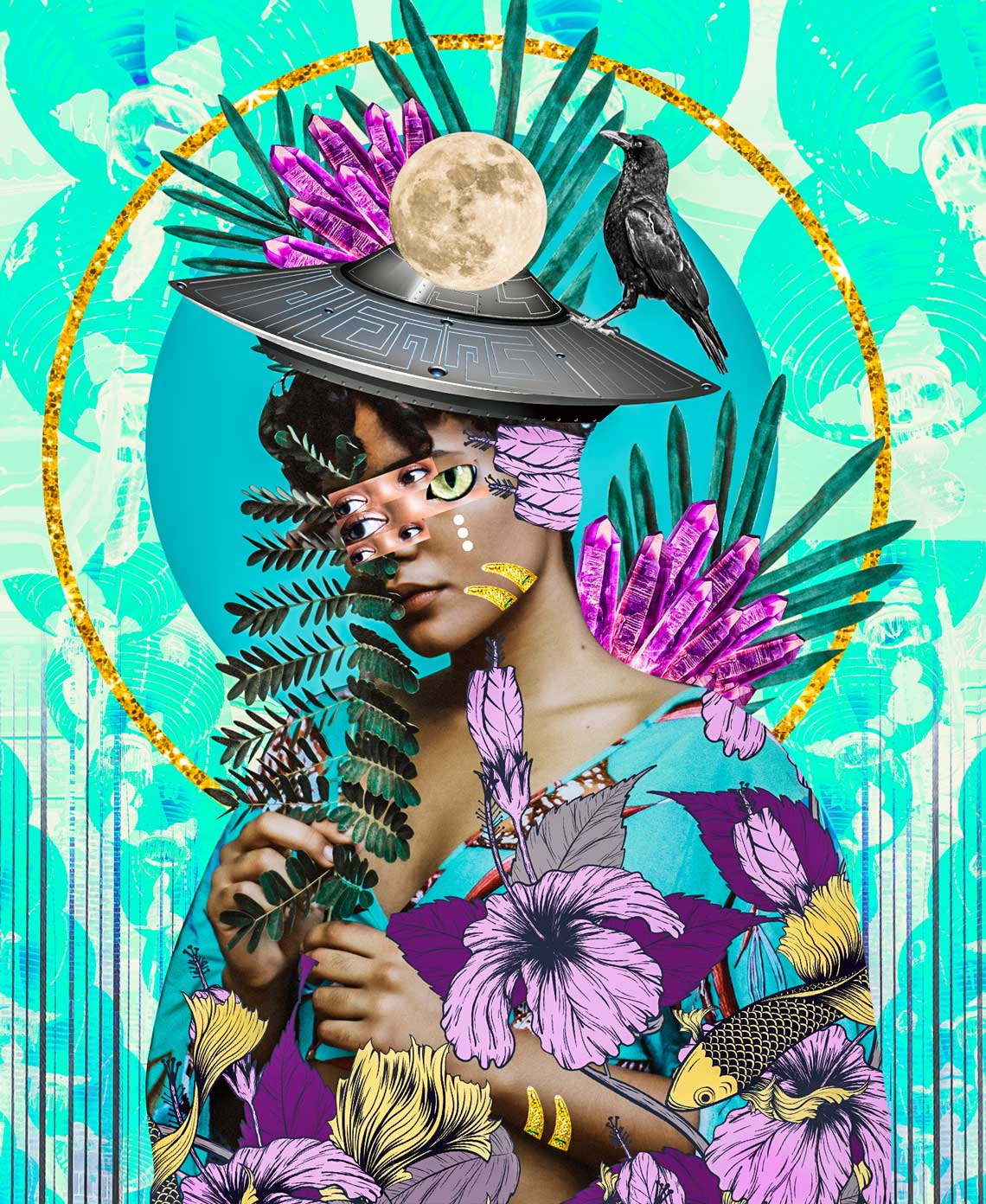 afrofuturism collages of kaylan m